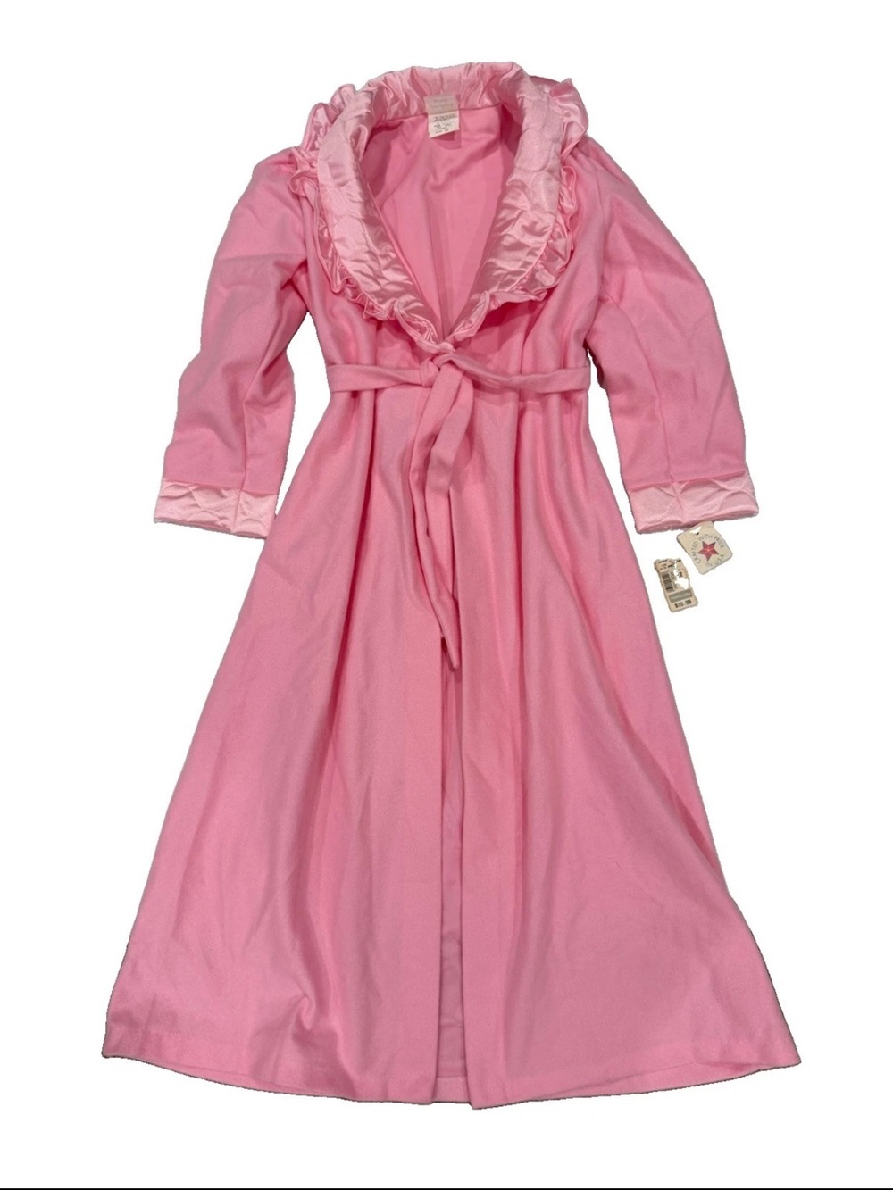 1990s Vintage Jackie's Girls‎ Fleece Robe Satin Girls Sz 12 USA 90s Deadstock